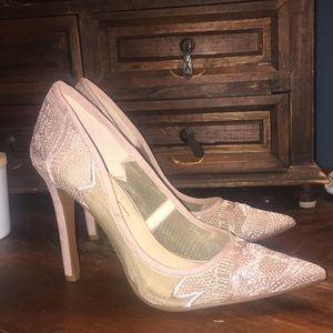 Jessica Simpson brocade-like mesh heels 8.5